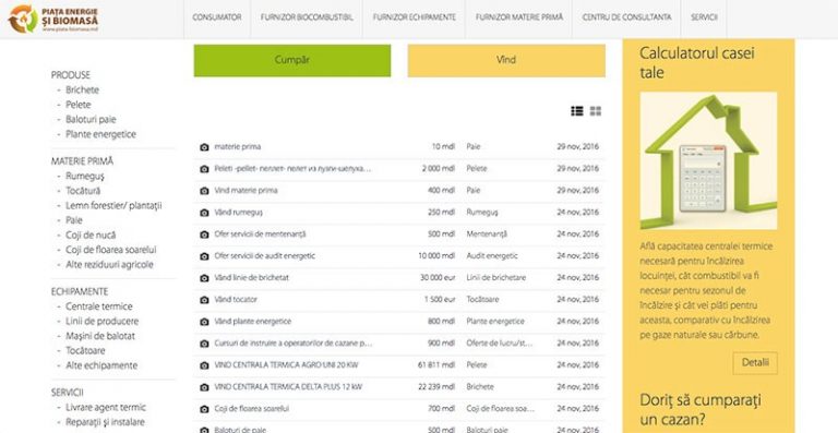 A fost lansat un portal online dedicat producătorilor şi consumatorilor de energie din biomasă