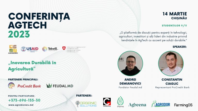 ProCredit Bank și Feudal, partenerii principali ai Conferinței AgTech 2023