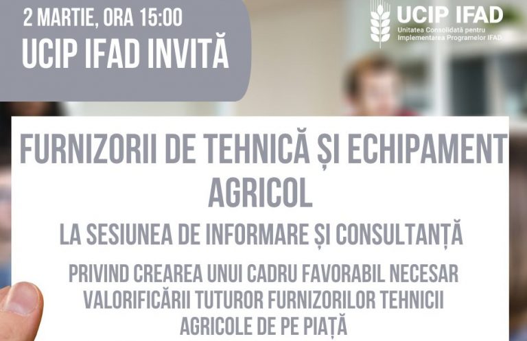 UCIP IFAD invită furnizorii de tehnică și echipament agricol la o întrunire