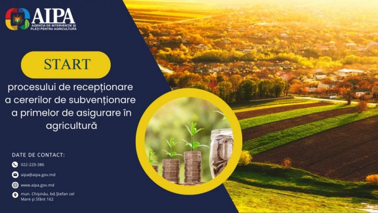 AIPA anunță lansarea campaniei de recepționare a cererilor de subvenționare a primelor de asigurare în agricultură